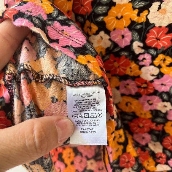 LOFT Sz M Ann Taylor Floral Ruffle Tank Top Blouse Stretch Soft - Picture 5 of 5